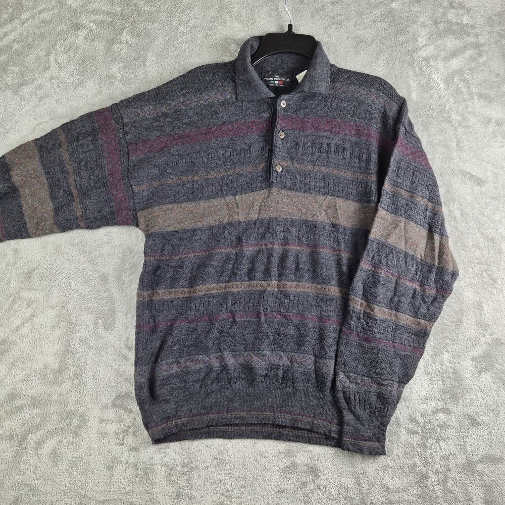 Italian Sweater Co‎ Made In Italy Wool Blend Henley Sweater Large European Knit